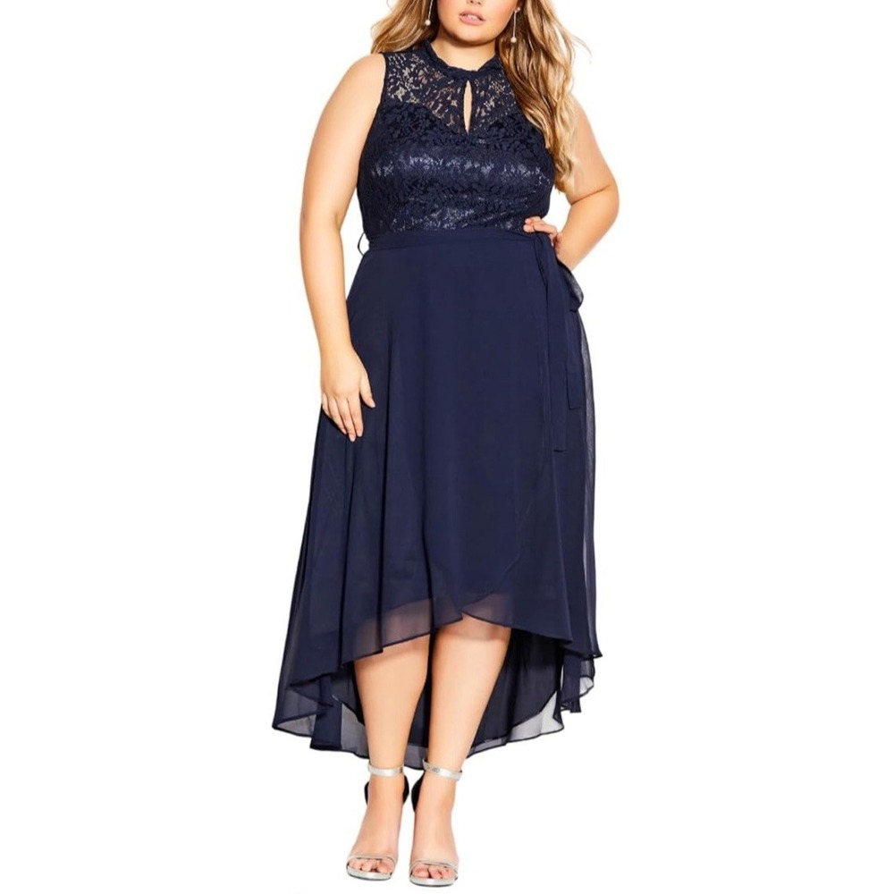 NEW WITH TAGS City Chic Dress Hi Lo Lover Navy Blue Dress - Size S/16